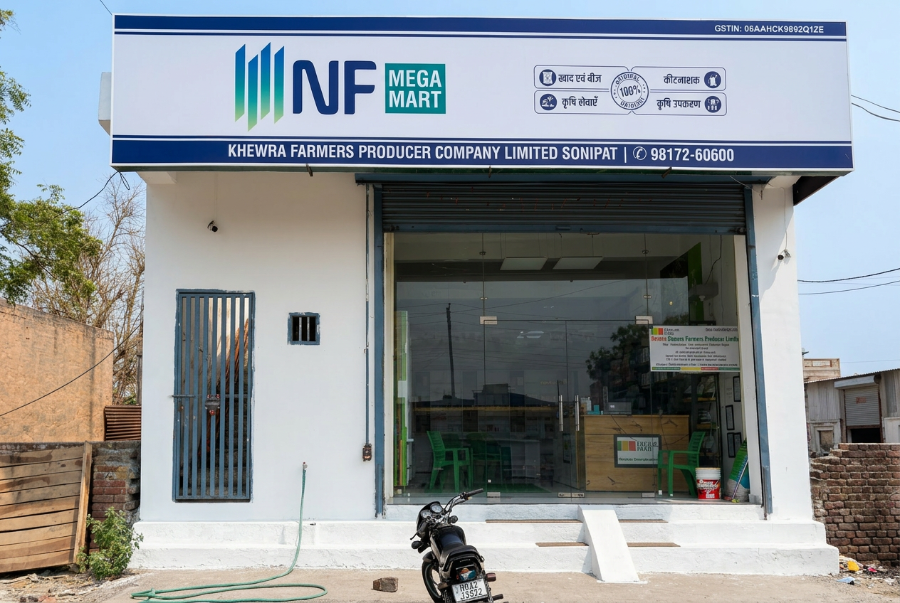 NF Mega Mart storefront at Bahalgarh, Sonipat